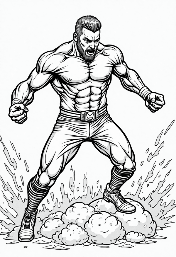 Superstar delivering a powerbomb coloring page