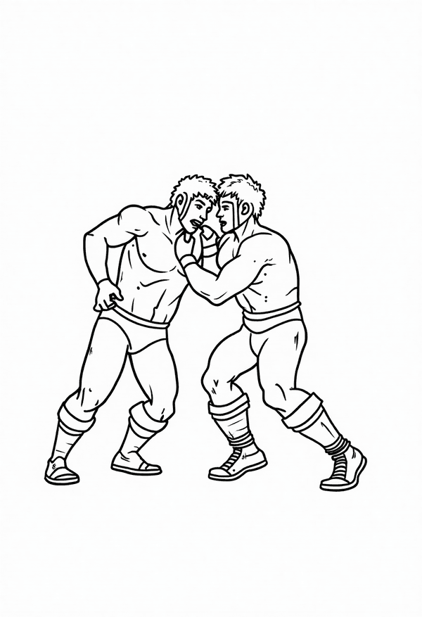 Wrestlers hyping up the crowd coloring page