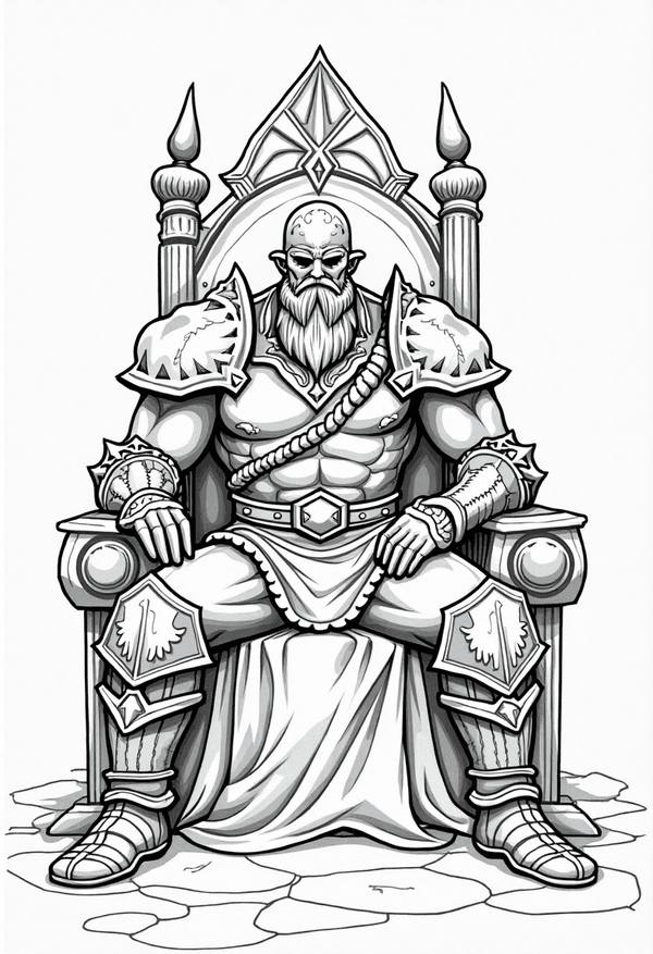 Ganondorf sitting on his throne coloring page
