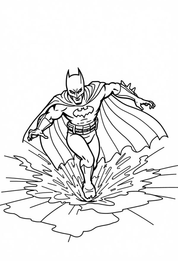 Batman escaping from a trap set by The Riddler coloring page