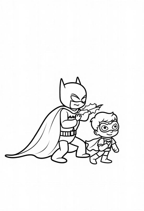 Batman playing hide and seek with Robin coloring page