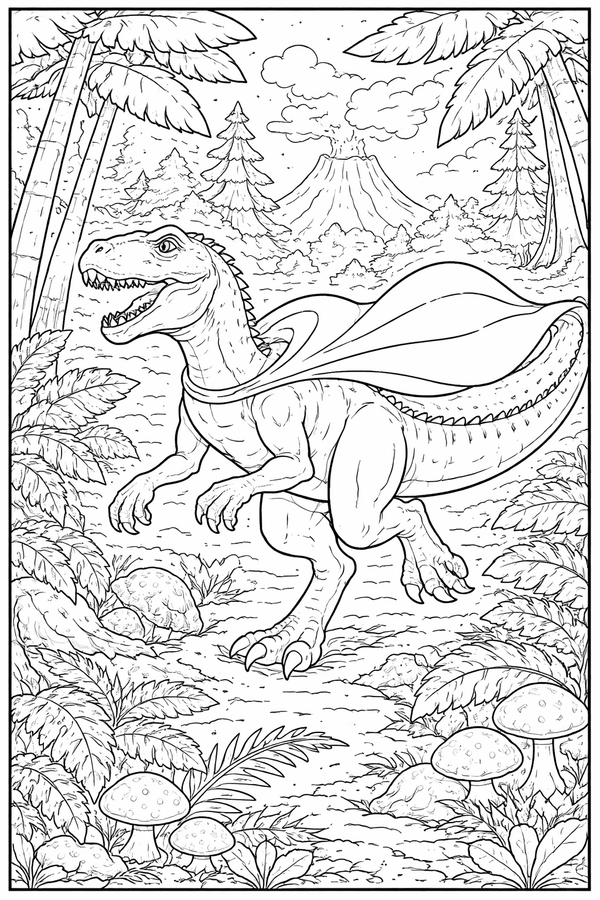 Herrerasaurus racing through the forest coloring page