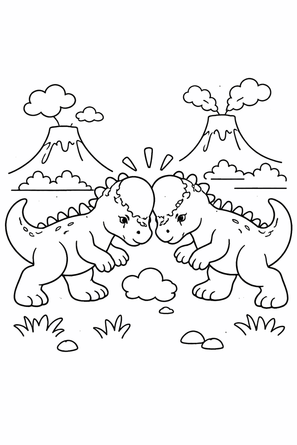 Pachycephalosaurus battling rivals coloring page