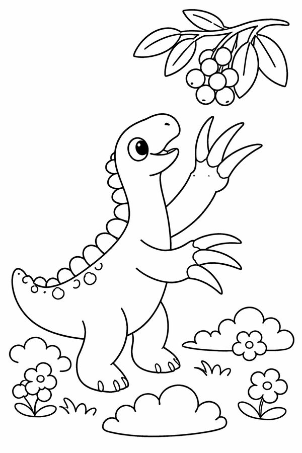 Therizinosaurus reaching for berries coloring page