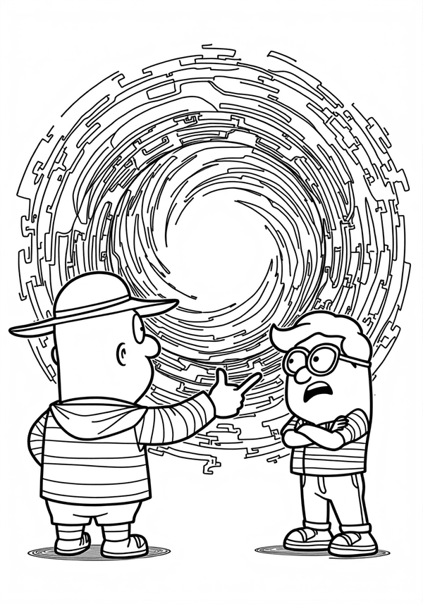 Stan and Ford arguing over the portal coloring page