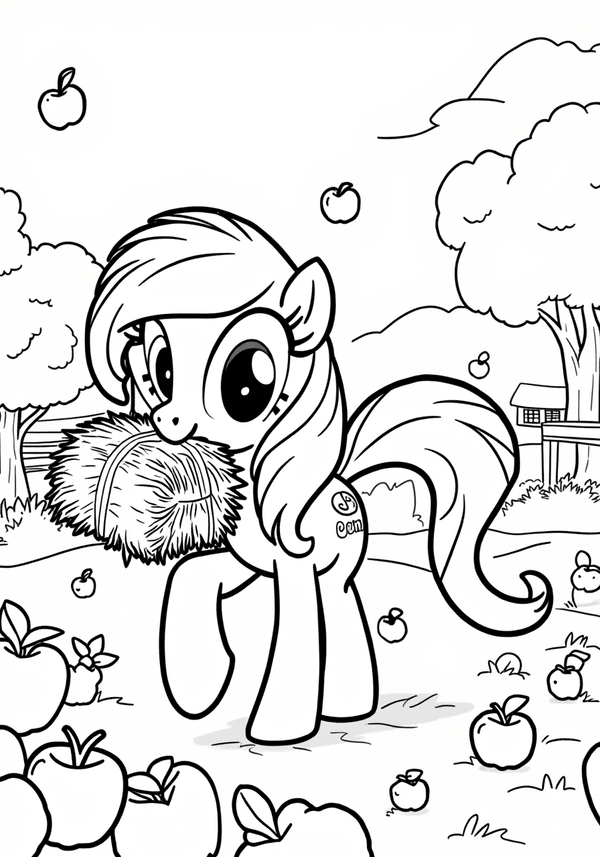 Applejack bucking apples in the orchard coloring page