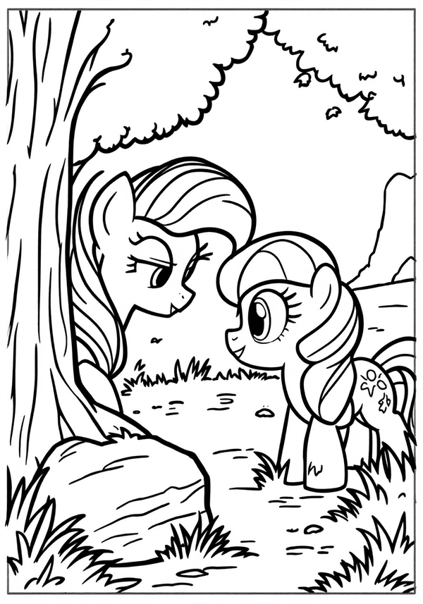 Rainbow Dash and Twilight playing hide and seek coloring page