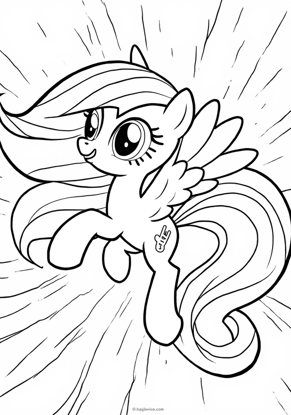 Rainbow Dash practicing Sonic Rainboom coloring page