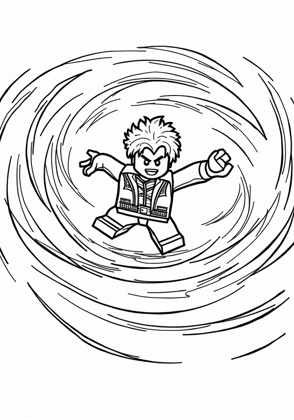 Garmadon stuck in a giant Spinjitzu whirlwind coloring page