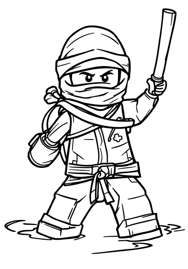 Jay tangled in his own nunchucks Ninjago coloring page