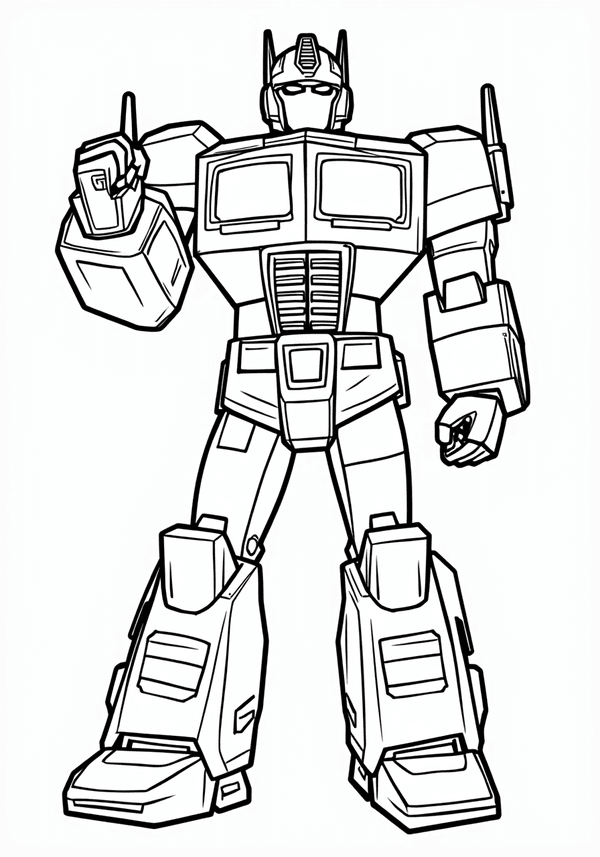 Optimus Prime giving an inspiring speech coloring page