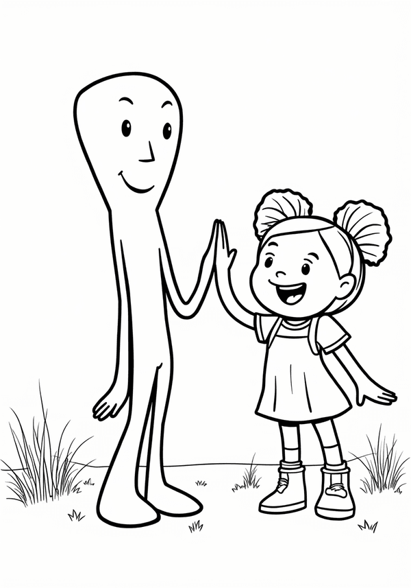 Mommy Long Legs giving high fives to Mini Huggies coloring page