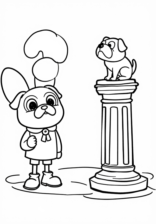Statues Game with Player and PJ Pug-A-Pillar coloring page