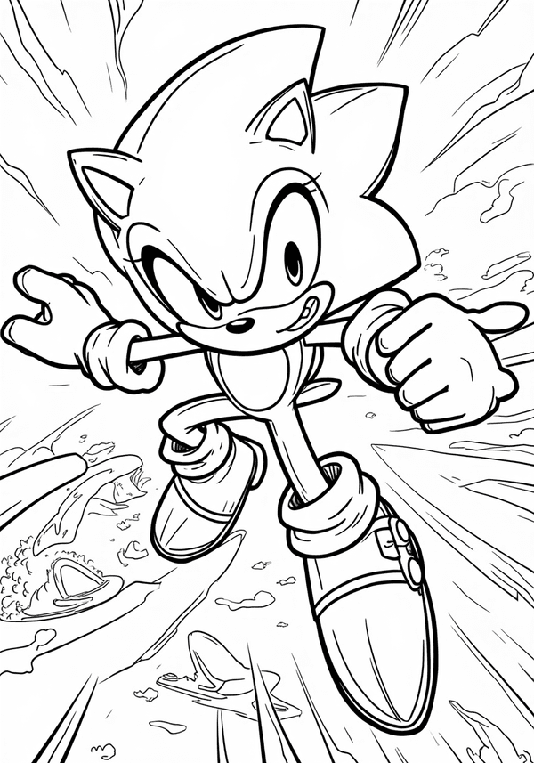 Super Sonic battling in the sky coloring page