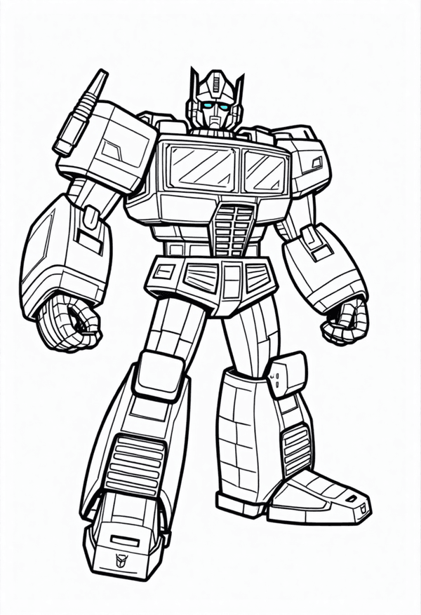 Optimus Prime delivering a heroic speech coloring page