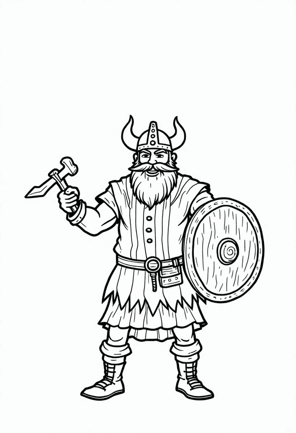 Viking trader bartering at a marketplace coloring page