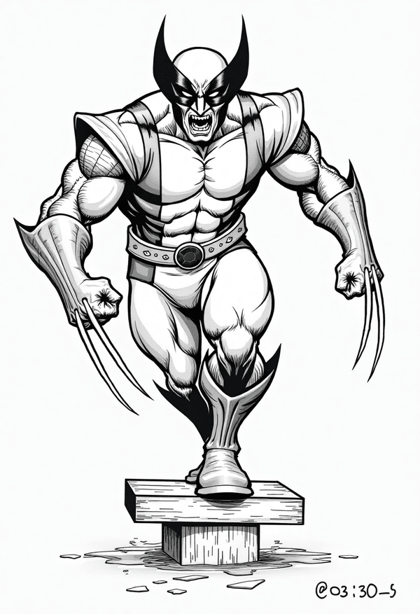 Wolverine playing hopscotch with superheroes coloring page