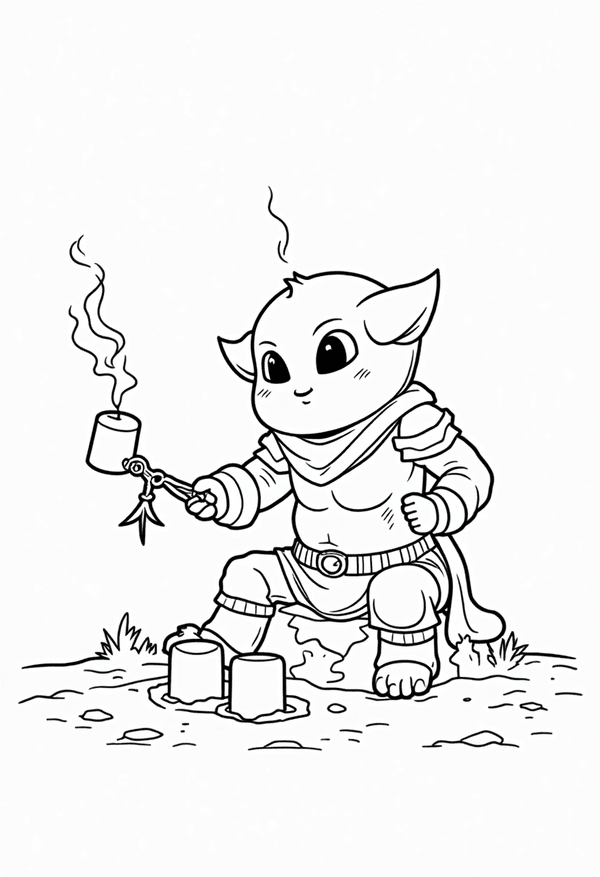 Ganon roasting marshmallows in Gerudo Desert coloring page